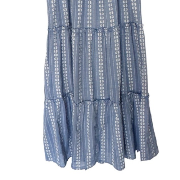 Draper James Blue Cotton Print Tie Shoulder Tiered MAXI  Smocked Sundress IX - Picture 7 of 16